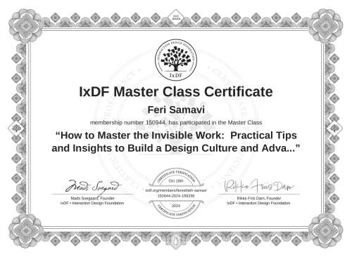 How to Master the Invisible Work:  Practical Tips and Insights to Build a Design Culture and Advance Your Career certificate