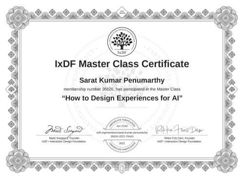 How to Design Experiences for AI certificate
