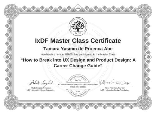 How to Break into UX Design and Product Design: A Career Change Guide certificate