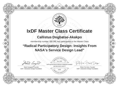 Radical Participatory Design: Insights From NASA’s Service Design Lead certificate