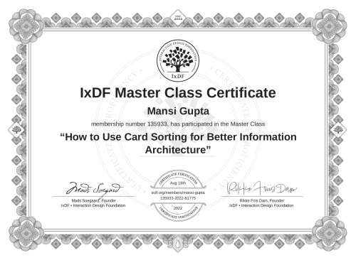 How to Use Card Sorting for Better Information Architecture certificate