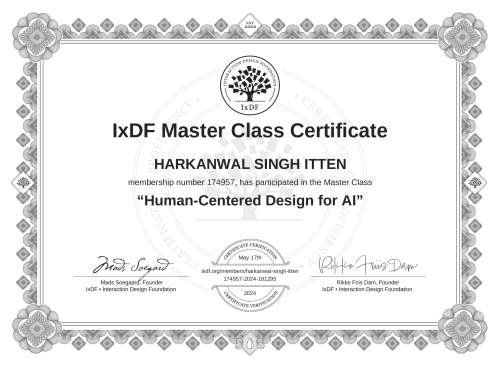 Human-Centered Design for AI certificate