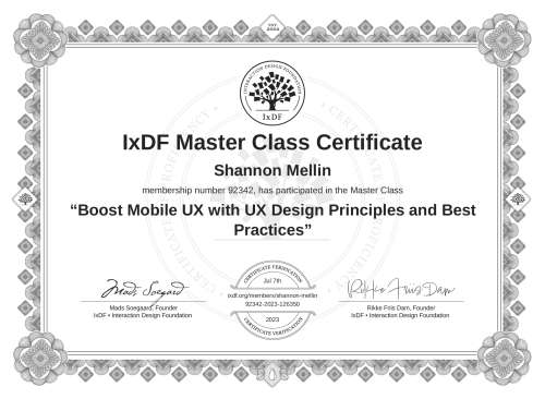 Boost Mobile UX with UX Design Principles and Best Practices certificate
