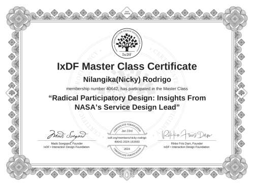 Radical Participatory Design: Insights From NASA’s Service Design Lead certificate