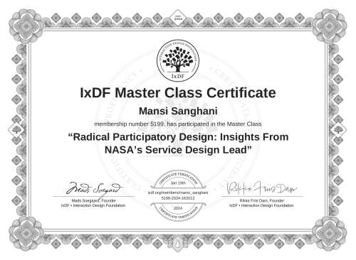 Radical Participatory Design: Insights From NASA’s Service Design Lead certificate