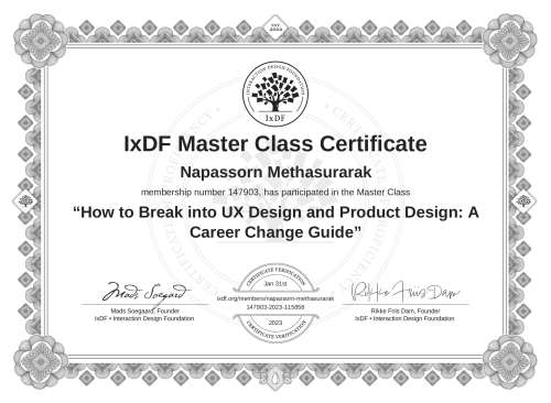 How to Break into UX Design and Product Design: A Career Change Guide certificate