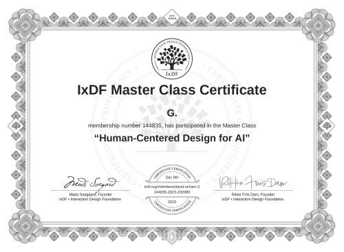 Human-Centered Design for AI certificate