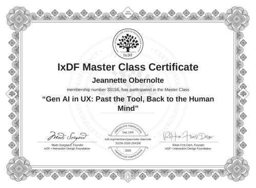 Gen AI in UX: Past the Tool, Back to the Human Mind certificate