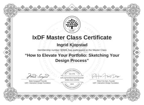 How to Elevate Your Portfolio: Sketching Your Design Process certificate
