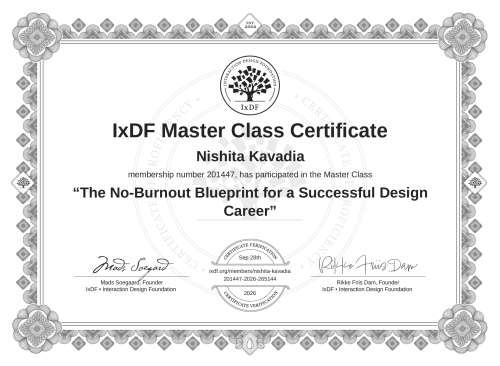 The No-Burnout Blueprint for a Successful Design Career certificate