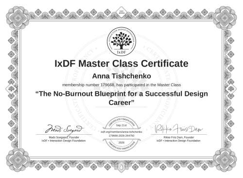 The No-Burnout Blueprint for a Successful Design Career certificate