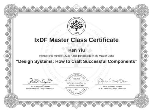 Design Systems: How to Craft Successful Components certificate