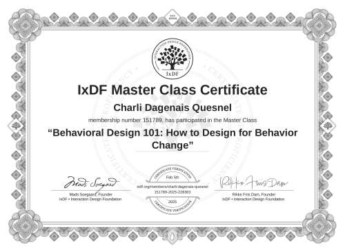 Behavioral Design 101: How to Design for Behavior Change certificate