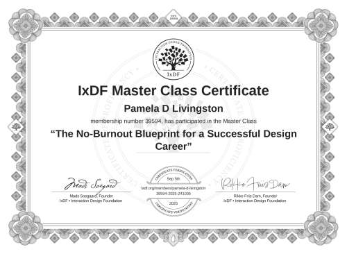The No-Burnout Blueprint for a Successful Design Career certificate