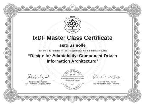 Design for Adaptability: Component-Driven Information Architecture certificate