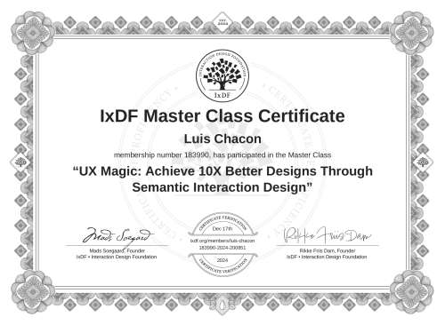 UX Magic: Achieve 10X Better Designs Through Semantic Interaction Design certificate