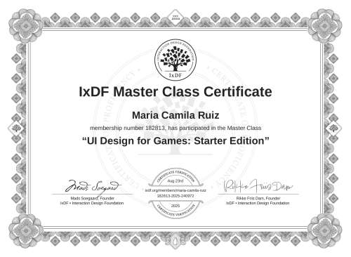 UI Design for Games: Starter Edition certificate