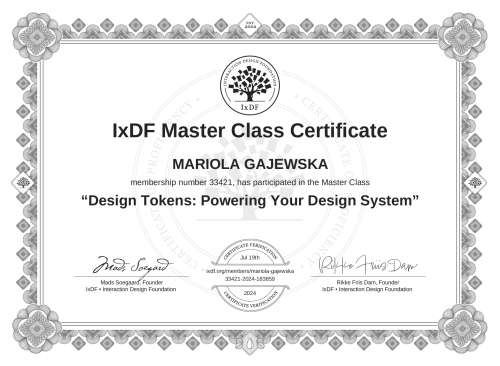 Design Tokens: Powering Your Design System certificate