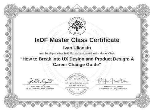How to Break into UX Design and Product Design: A Career Change Guide certificate