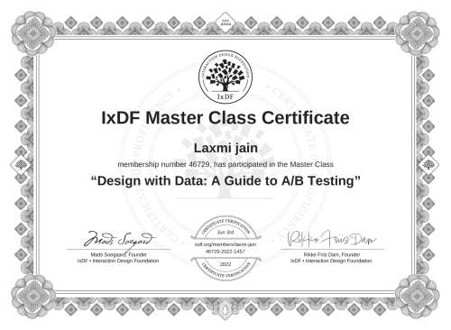 Design with Data: A Guide to A/B Testing certificate