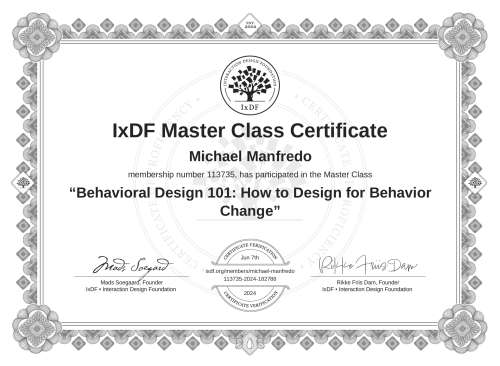 Behavioral Design 101: How to Design for Behavior Change certificate