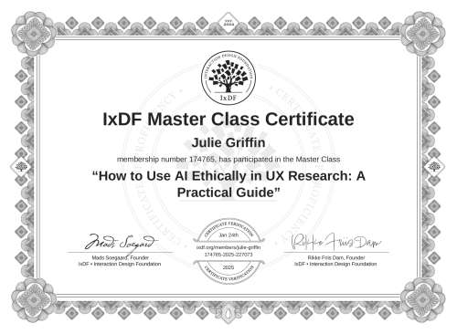 How to Use AI Ethically in UX Research: A Practical Guide certificate