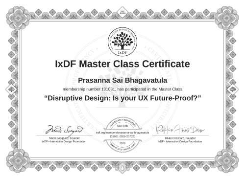 Disruptive Design: Is your UX Future-Proof? certificate