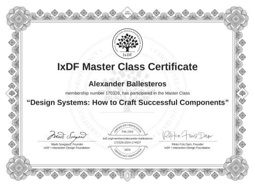 Design Systems: How to Craft Successful Components certificate