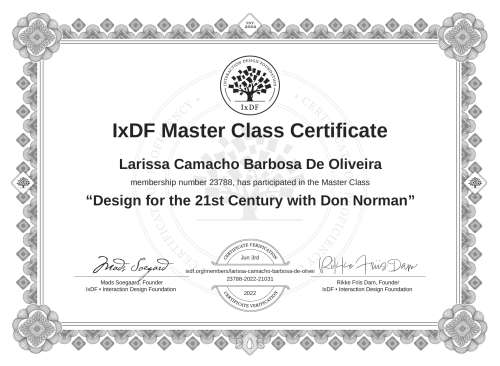 Design for the 21st Century with Don Norman certificate
