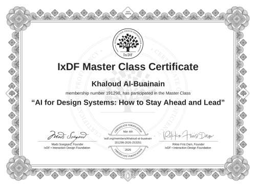 AI for Design Systems: How to Stay Ahead and Lead certificate
