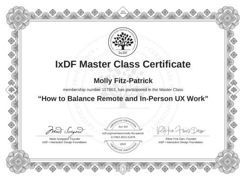 How to Balance Remote and In-Person UX Work certificate