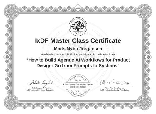 How to Build Agentic AI Workflows for Product Design: Go from Prompts to Systems certificate