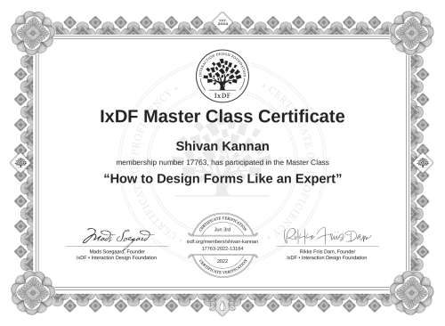 How to Design Forms Like an Expert certificate