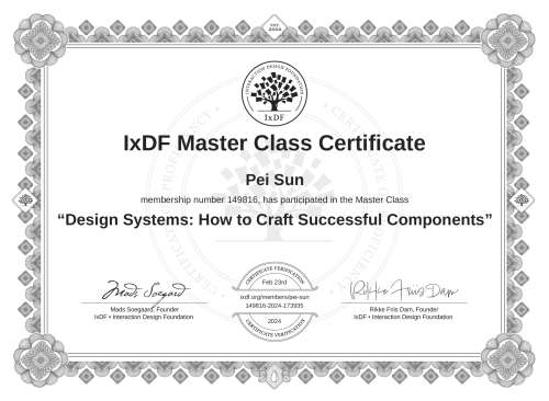 Design Systems: How to Craft Successful Components certificate