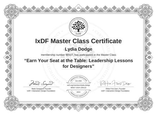 Earn Your Seat at the Table: Leadership Lessons for Designers certificate