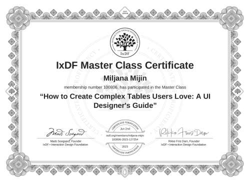 How to Create Complex Tables Users Love: A UI Designer's Guide certificate