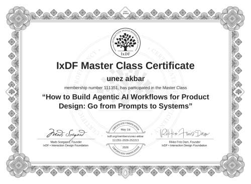 How to Build Agentic AI Workflows for Product Design: Go from Prompts to Systems certificate