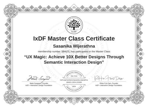 UX Magic: Achieve 10X Better Designs Through Semantic Interaction Design certificate