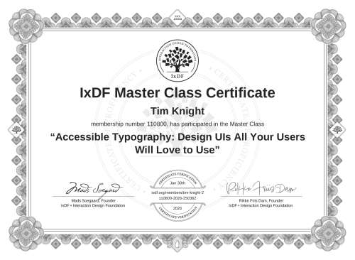 Accessible Typography: Design UIs All Your Users Will Love to Use certificate