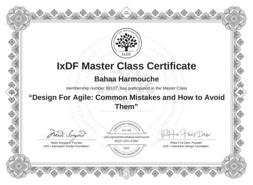 Design For Agile: Common Mistakes and How to Avoid Them certificate
