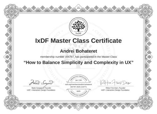 How to Balance Simplicity and Complexity in UX certificate