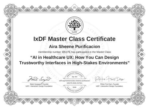 AI in Healthcare UX: How You Can Design Trustworthy Interfaces in High-Stakes Environments certificate