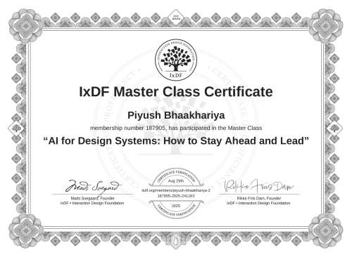 AI for Design Systems: How to Stay Ahead and Lead certificate