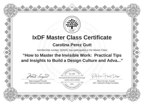 How to Master the Invisible Work:  Practical Tips and Insights to Build a Design Culture and Advance Your Career certificate