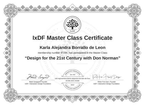 Design for the 21st Century with Don Norman certificate