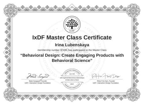 Behavioral Design: Create Engaging Products with Behavioral Science certificate