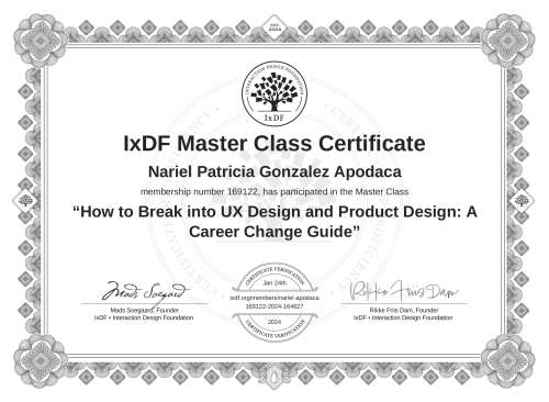 How to Break into UX Design and Product Design: A Career Change Guide certificate