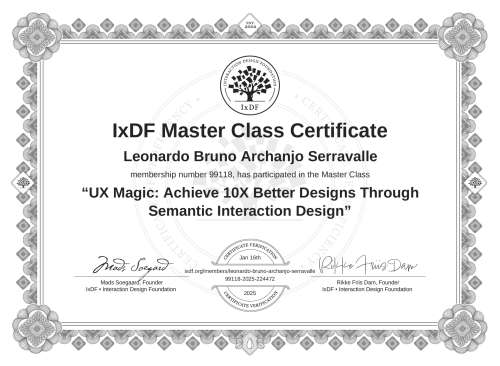 UX Magic: Achieve 10X Better Designs Through Semantic Interaction Design certificate