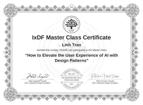 How to Elevate the User Experience of AI with Design Patterns certificate