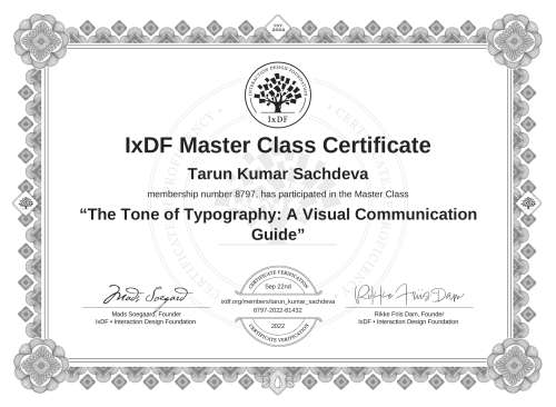 The Tone of Typography: A Visual Communication Guide certificate